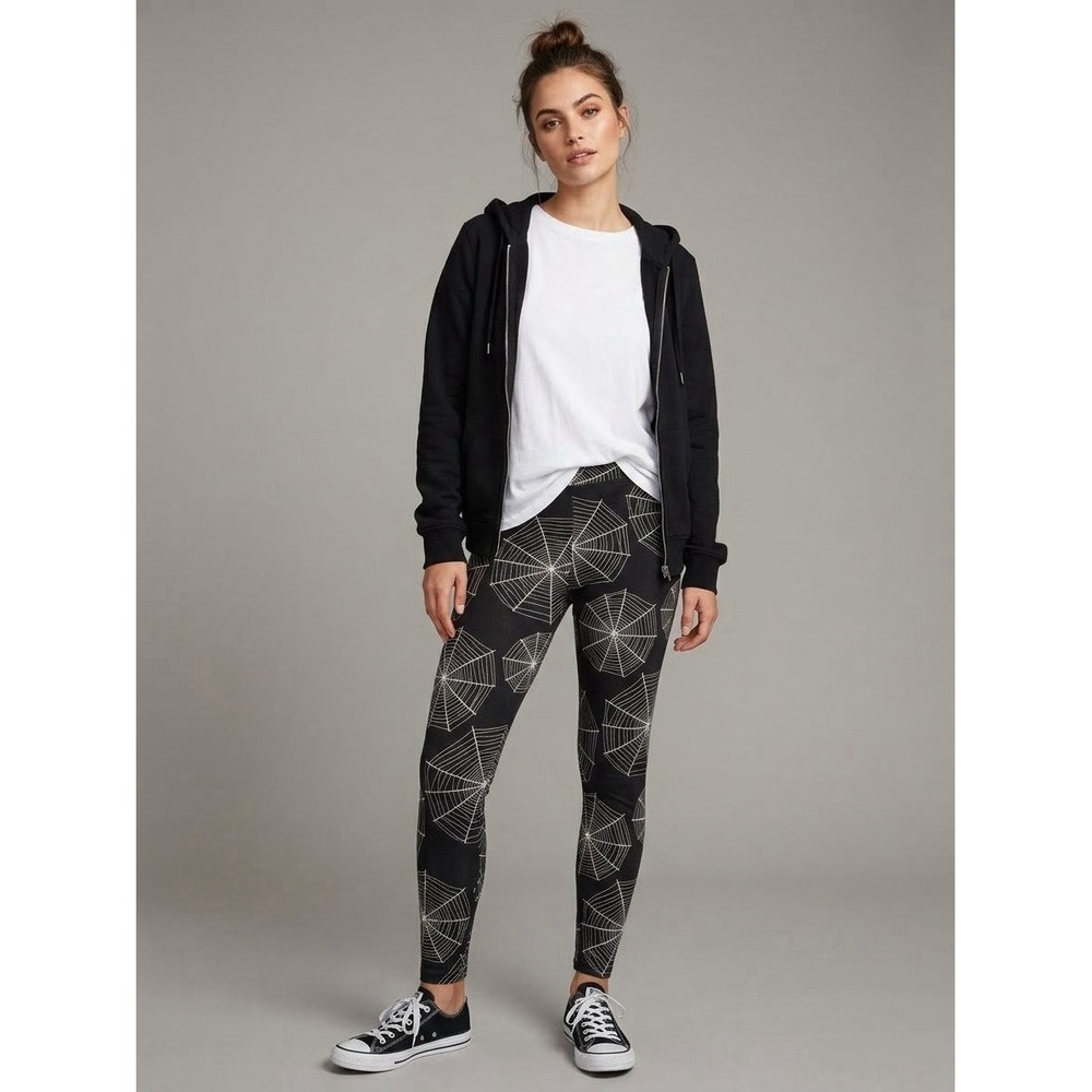 Black Spider Web Leggings M (One Size) Halloween Whimsigoth Lounge